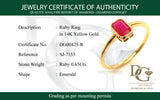 Anillo de rubí en oro amarillo 14kt.