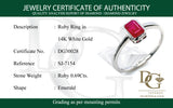 Anillo de rubí en oro blanco 14kt.