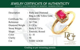 Anillo de rubí con diamantes en oro amarillo 14kt. R-0.72CTS. D-0.12CTS.
