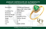 Anillo de esmeralda con diamantes en oro amarillo 14kt. E-0.55CTS. D-0.11CTS.