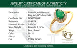 Anillo de esmeralda con diamantes en oro amarillo 14kt. E-0.55CTS. D-0.13CTS.