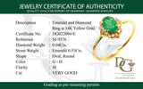 Anillo de esmeralda con diamantes en oro amarillo 14kt. E-0.53CTS. D-0.04CTS.
