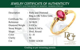 Anillo de rubí con diamantes en oro amarillo 14kt. R-0.54CTS. D-0.03CTS.