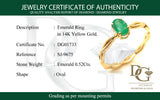 Anillo de esmeralda en oro amarillo 14kt. E-0.52CTS.