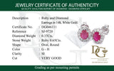 Aretes de rubíes con diamantes en oro blanco 14kt. R-0.65CTS. D-0.37CTS.