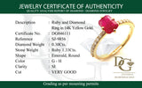 Anillo de rubí con diamantes en oro amarillo 14kt. R-1.33CTS. D-0.30CTS.