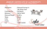 (SOFIA) Aretes (mariposa) con diamantes en oro blanco 10kt