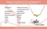 (SOFIA) Collar (corazones) con diamantes en oro amarillo 10kt.