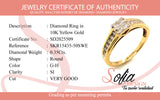 (SOFIA) Set de anillos con diamantes en oro amarillo 10kt.