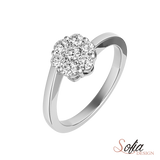 (SOFIA) Anillo (1 flor) con diamantes en oro blanco 10k - DGjoyeros