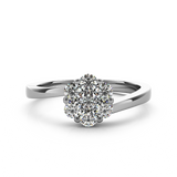 (SOFIA) Anillo (1 flor) con diamantes en oro blanco 10k - DGjoyeros
