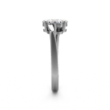 (SOFIA) Anillo (1 flor) con diamantes en oro blanco 10k - DGjoyeros