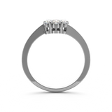 (SOFIA) Anillo (1 flor) con diamantes en oro blanco 10k - DGjoyeros