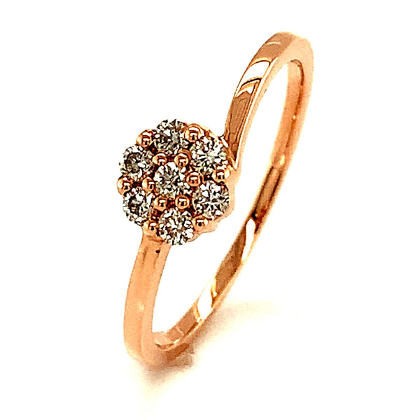 (SOFIA) Anillo (1 flor) con diamantes en oro rosado 10k - DGjoyeros