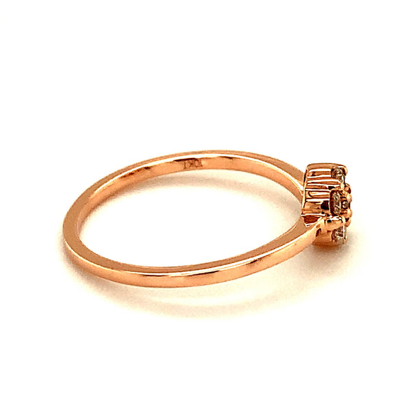 (SOFIA) Anillo (1 flor) con diamantes en oro rosado 10k - DGjoyeros