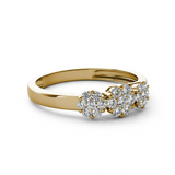 (SOFIA) Anillo (3 flores) con diamantes en oro amarillo 10k - DGjoyeros