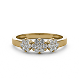 (SOFIA) Anillo (3 flores) con diamantes en oro amarillo 10k - DGjoyeros