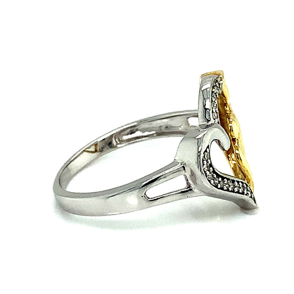 (SOFIA) Anillo (MOM) con diamantes en oro 2 Tonos 10k - DGjoyeros