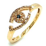 (SOFIA) Anillo con diamante azul central y diamantes en oro amarillo 10kt.