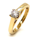 (SOFIA) Anillo con diamante en oro amarillo 10kt.