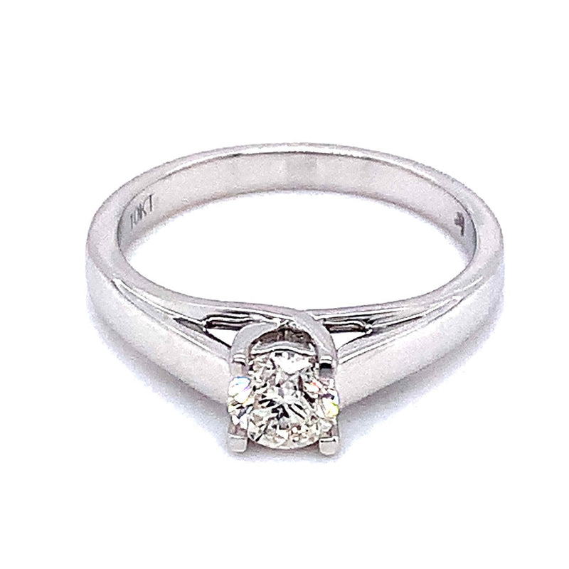 (SOFIA) Anillo con diamante en oro blanco 10kt. - DGjoyeros