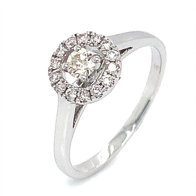 (SOFIA) Anillo con diamante en oro blanco 10kt. - DGjoyeros