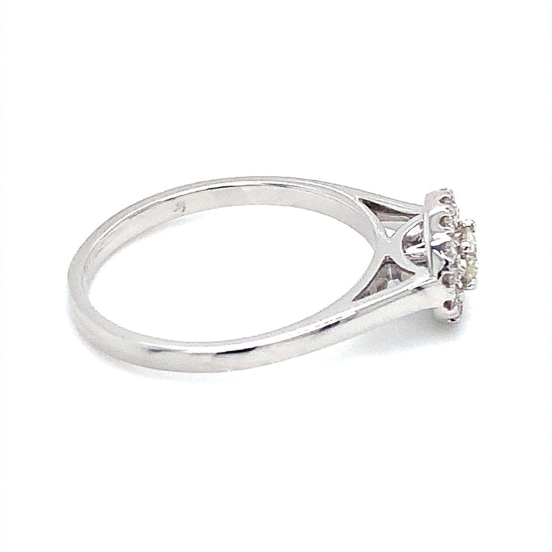(SOFIA) Anillo con diamante en oro blanco 10kt. - DGjoyeros
