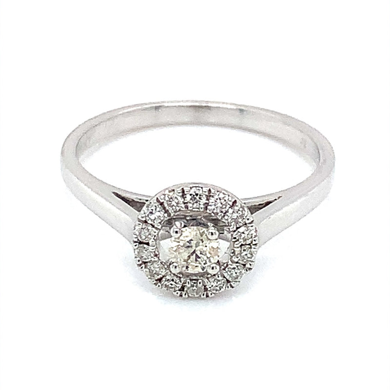 (SOFIA) Anillo con diamante en oro blanco 10kt. - DGjoyeros