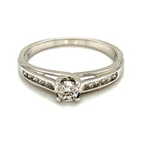 (SOFIA) Anillo con diamantes en oro blanco 10k - DGjoyeros