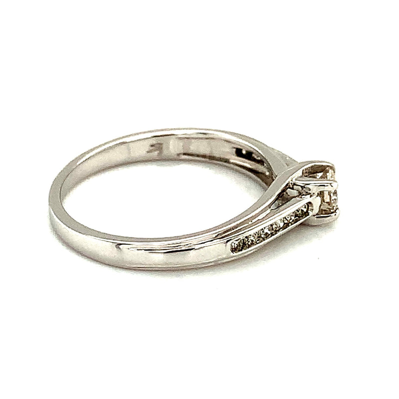 (SOFIA) Anillo con diamantes en oro blanco 10k - DGjoyeros