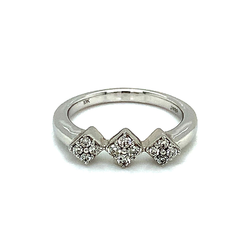 (SOFIA) Anillo con diamantes en oro blanco 10k - DGjoyeros