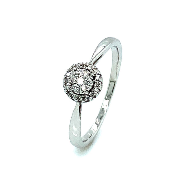 (SOFIA) Anillo con diamantes en oro blanco 10k - DGjoyeros