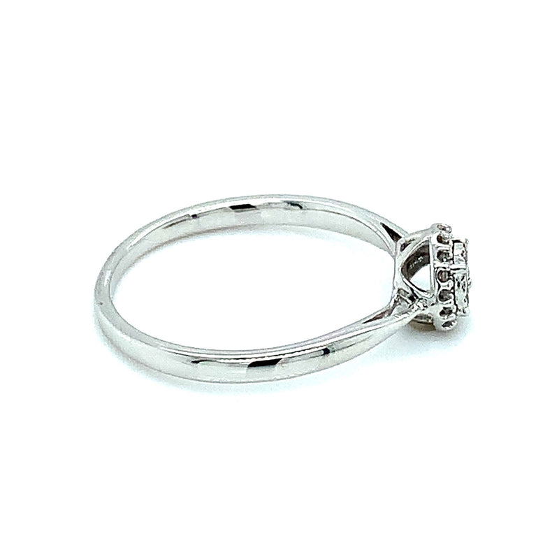 (SOFIA) Anillo con diamantes en oro blanco 10k - DGjoyeros