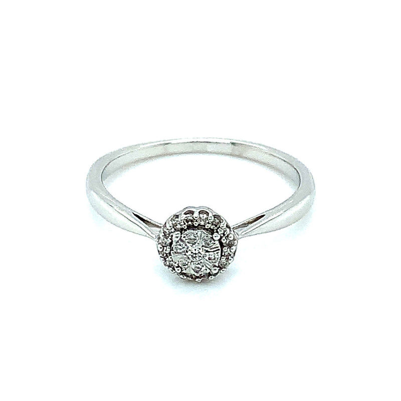 (SOFIA) Anillo con diamantes en oro blanco 10k - DGjoyeros