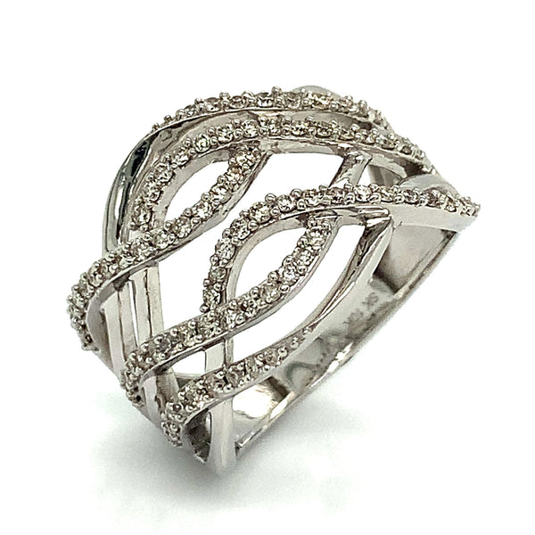 (SOFIA) Anillo con diamantes en oro blanco 10k - DGjoyeros