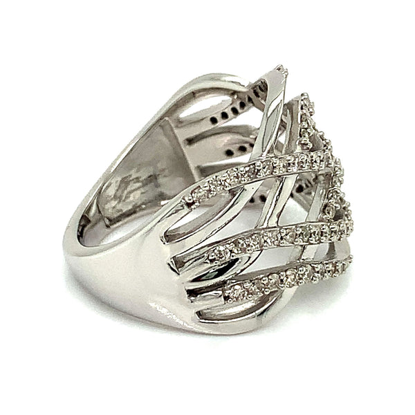 (SOFIA) Anillo con diamantes en oro blanco 10k - DGjoyeros