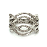 (SOFIA) Anillo con diamantes en oro blanco 10k - DGjoyeros