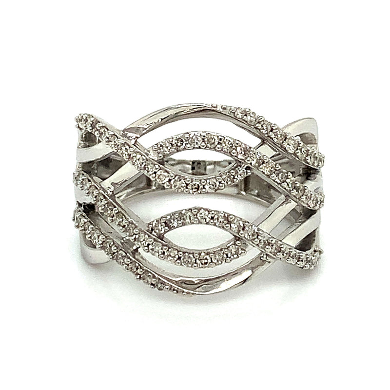 (SOFIA) Anillo con diamantes en oro blanco 10k - DGjoyeros
