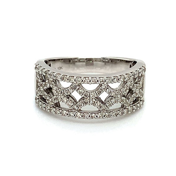 (SOFIA) Anillo con diamantes en oro blanco 10k - DGjoyeros
