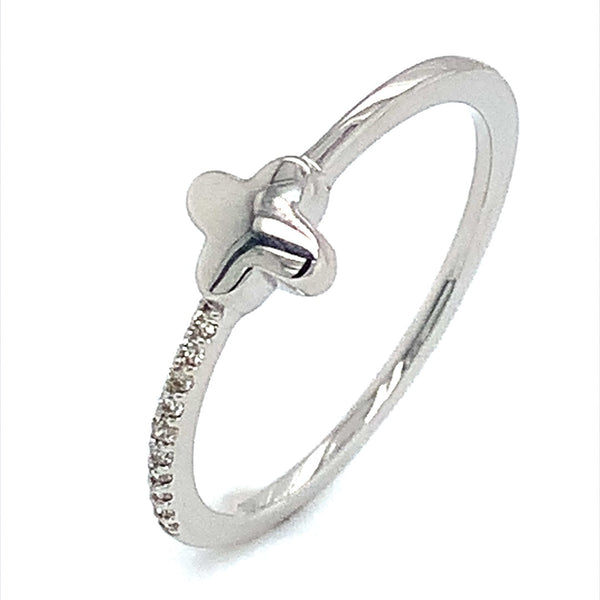 (SOFIA) Anillo con diamantes en oro blanco 10k - DGjoyeros