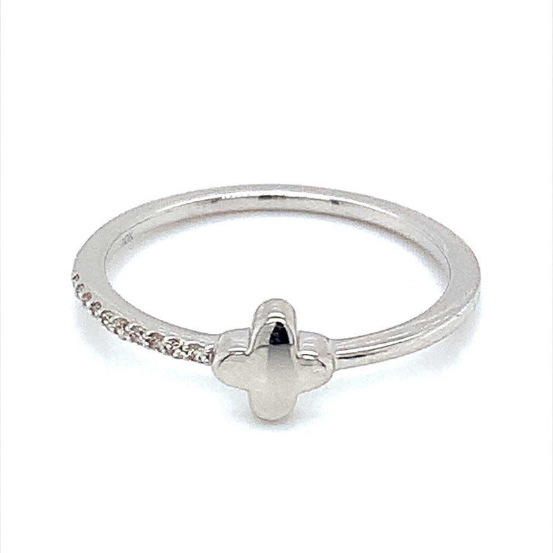 (SOFIA) Anillo con diamantes en oro blanco 10k - DGjoyeros