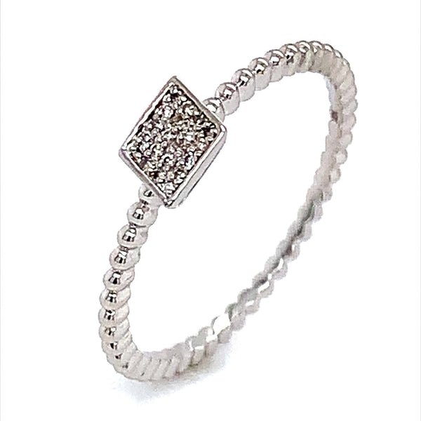 (SOFIA) Anillo con diamantes en oro blanco 10k - DGjoyeros