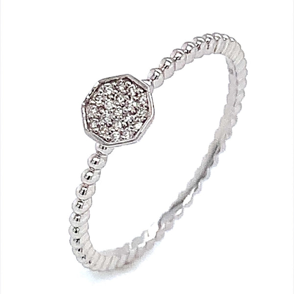 (SOFIA) Anillo con diamantes en oro blanco 10k - DGjoyeros