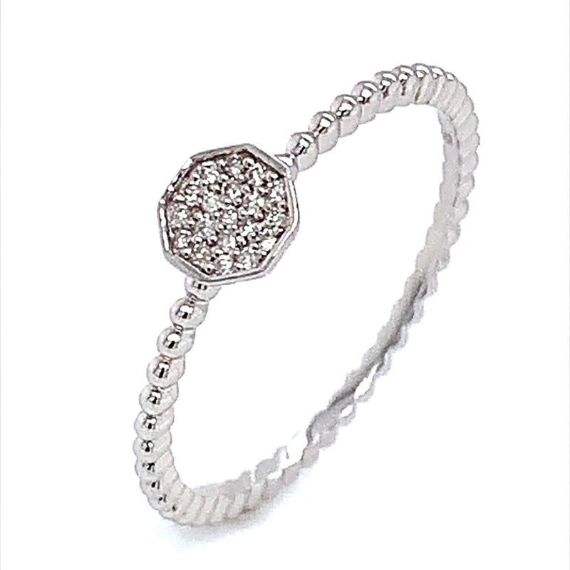 (SOFIA) Anillo con diamantes en oro blanco 10k - DGjoyeros