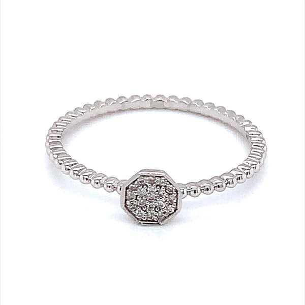 (SOFIA) Anillo con diamantes en oro blanco 10k - DGjoyeros