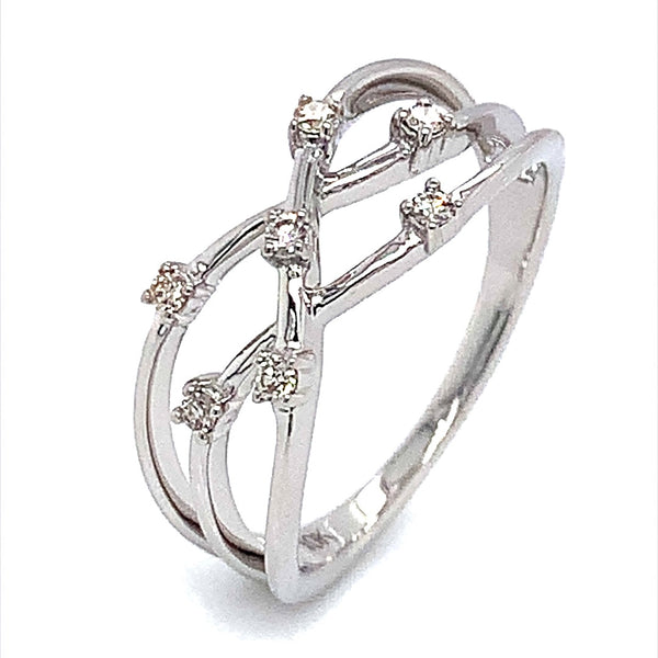 (SOFIA) Anillo con diamantes en oro blanco 10k - DGjoyeros
