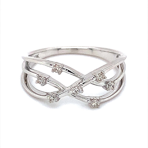 (SOFIA) Anillo con diamantes en oro blanco 10k - DGjoyeros