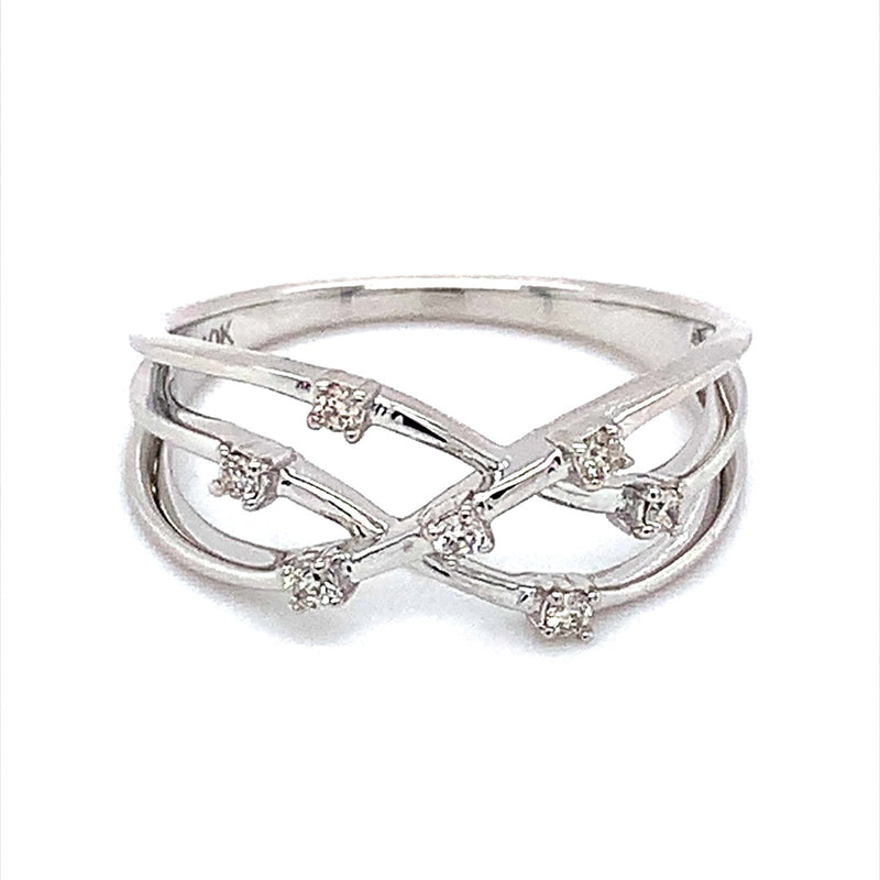 (SOFIA) Anillo con diamantes en oro blanco 10k - DGjoyeros