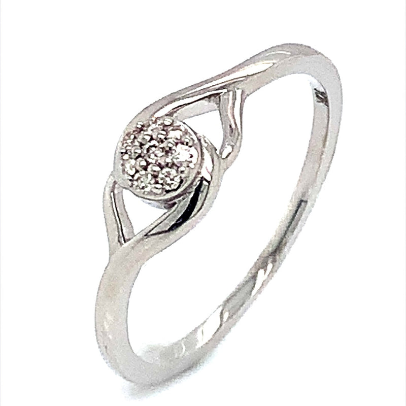 (SOFIA) Anillo con diamantes en oro blanco 10k - DGjoyeros