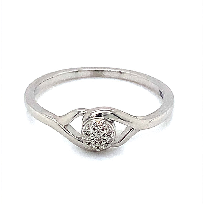 (SOFIA) Anillo con diamantes en oro blanco 10k - DGjoyeros